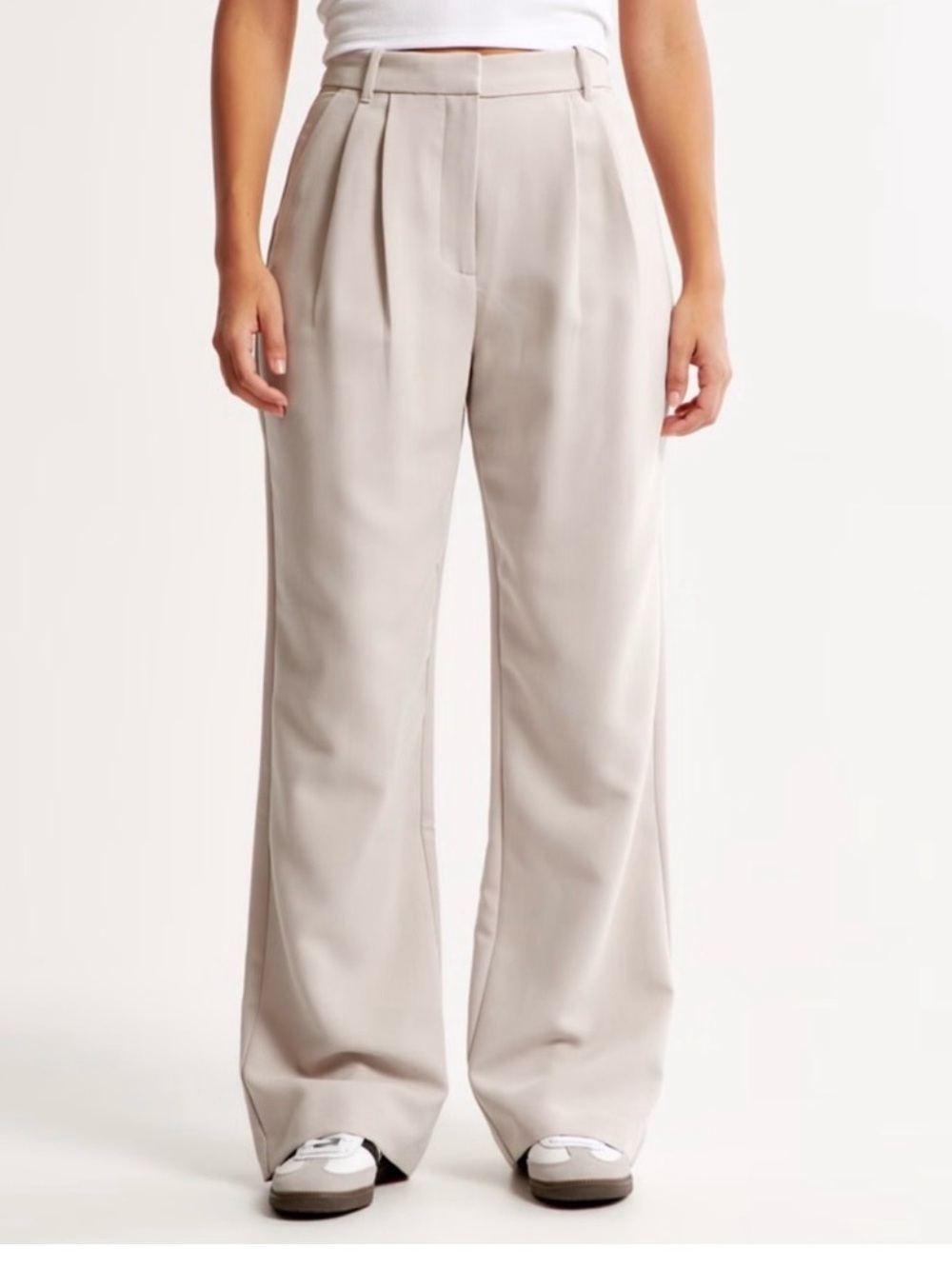 Abercrombie & Fitch Sloane Tailored Wide Leg Trouser Pants Tan Size 31S Office